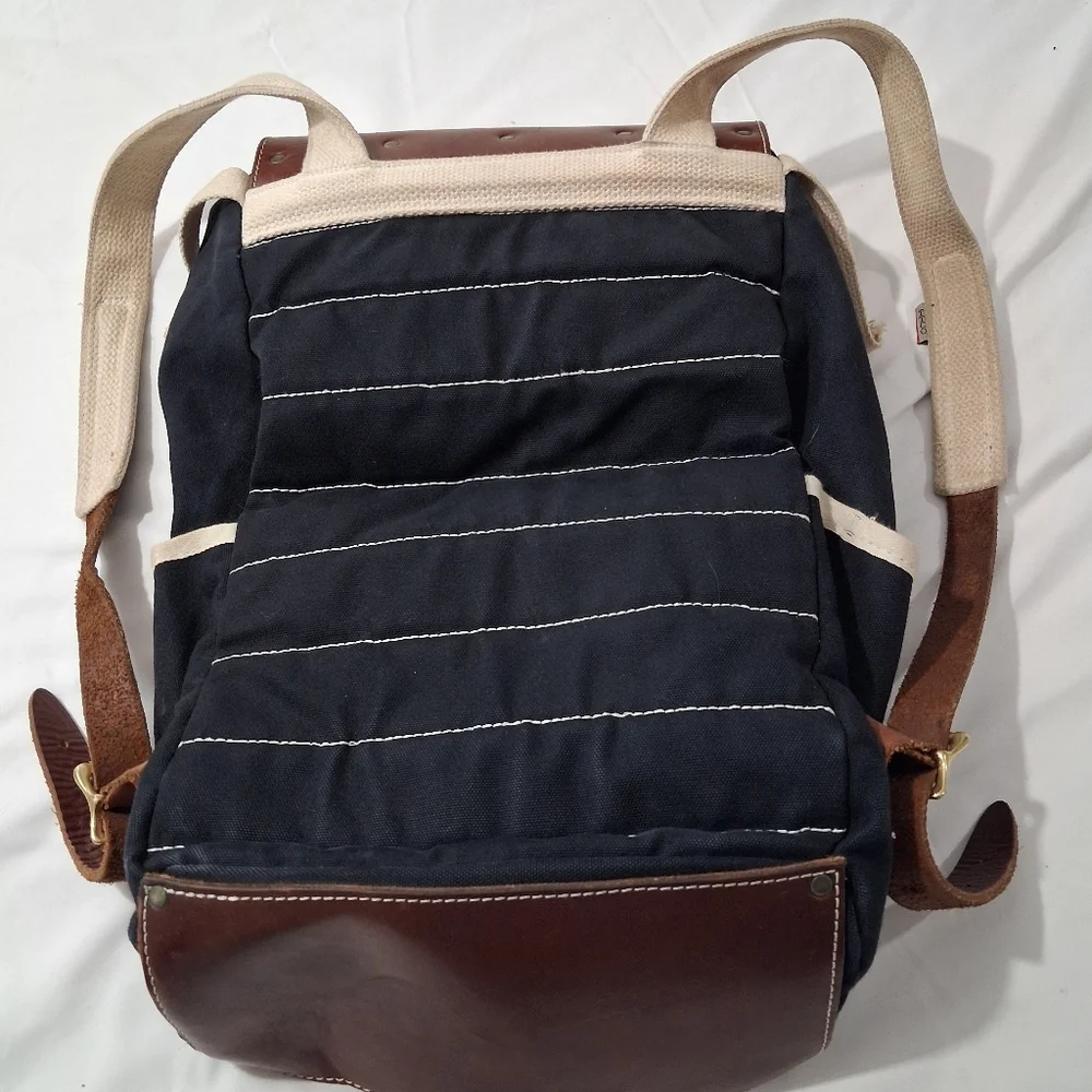 The Teason Toting Company  Canvas  Leather Unisex Large Backpack Black & Brown